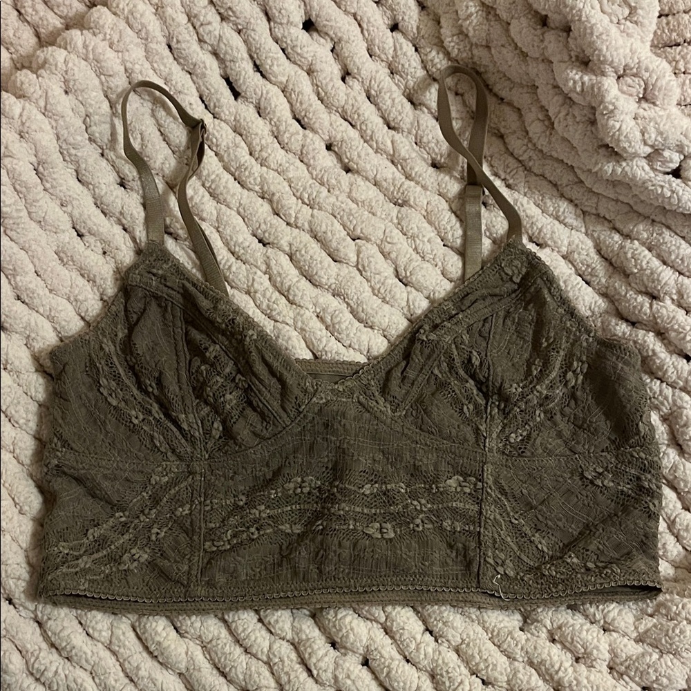 Free People Olive Lace Bralette